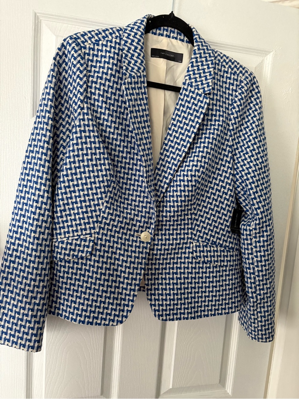 NWT The Limited Blue White Woven Blazer Jacket XL